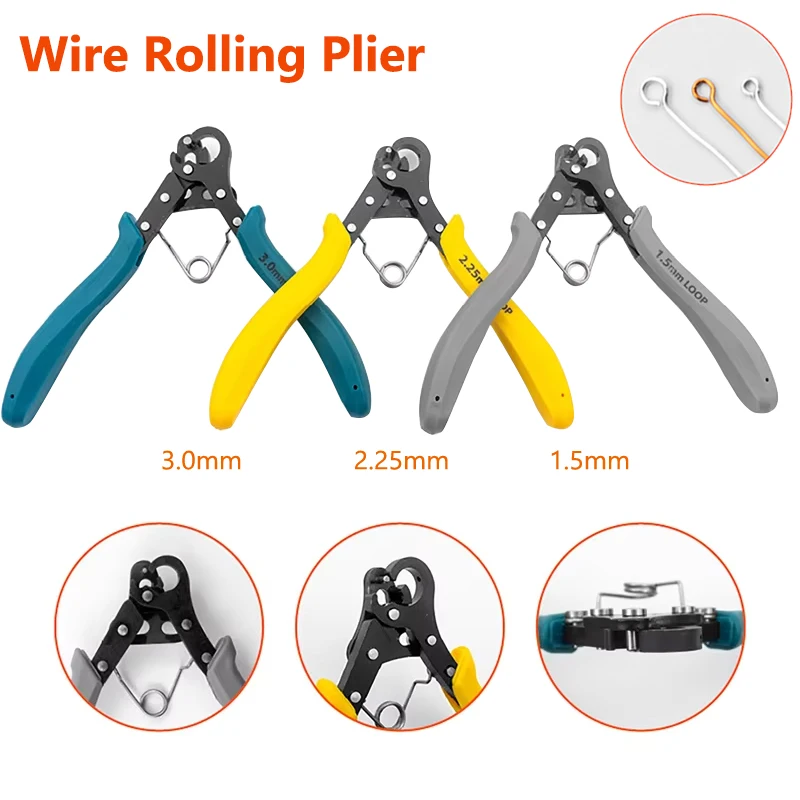 1.5mm 2.25mm 3.0mm Wire Rolling Plier DIY Copper Wire Metal Wire Coil Tool for Earrings Bracelets Necklaces Wire Ring Wrapping