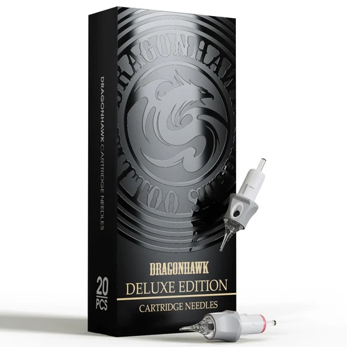 Dragonhawk Deluxe Edition Cartucho de tatuaje Aguja RL Seguridad desechable con funda de silicona para maquillaje permanente