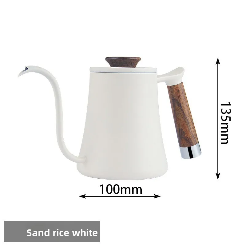 304 stainless steel hand punch coffee pot, slender mouth hand punch  household non-slip wood handle coffee pot