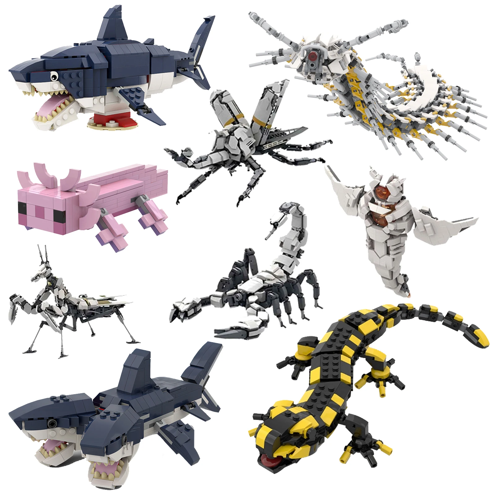 

Fire Salamander Building Blocks MOC-97315 Brickheadz Animal Mechanical Shark Centipede Assembly Model Puzzle Toy Birthday Gift
