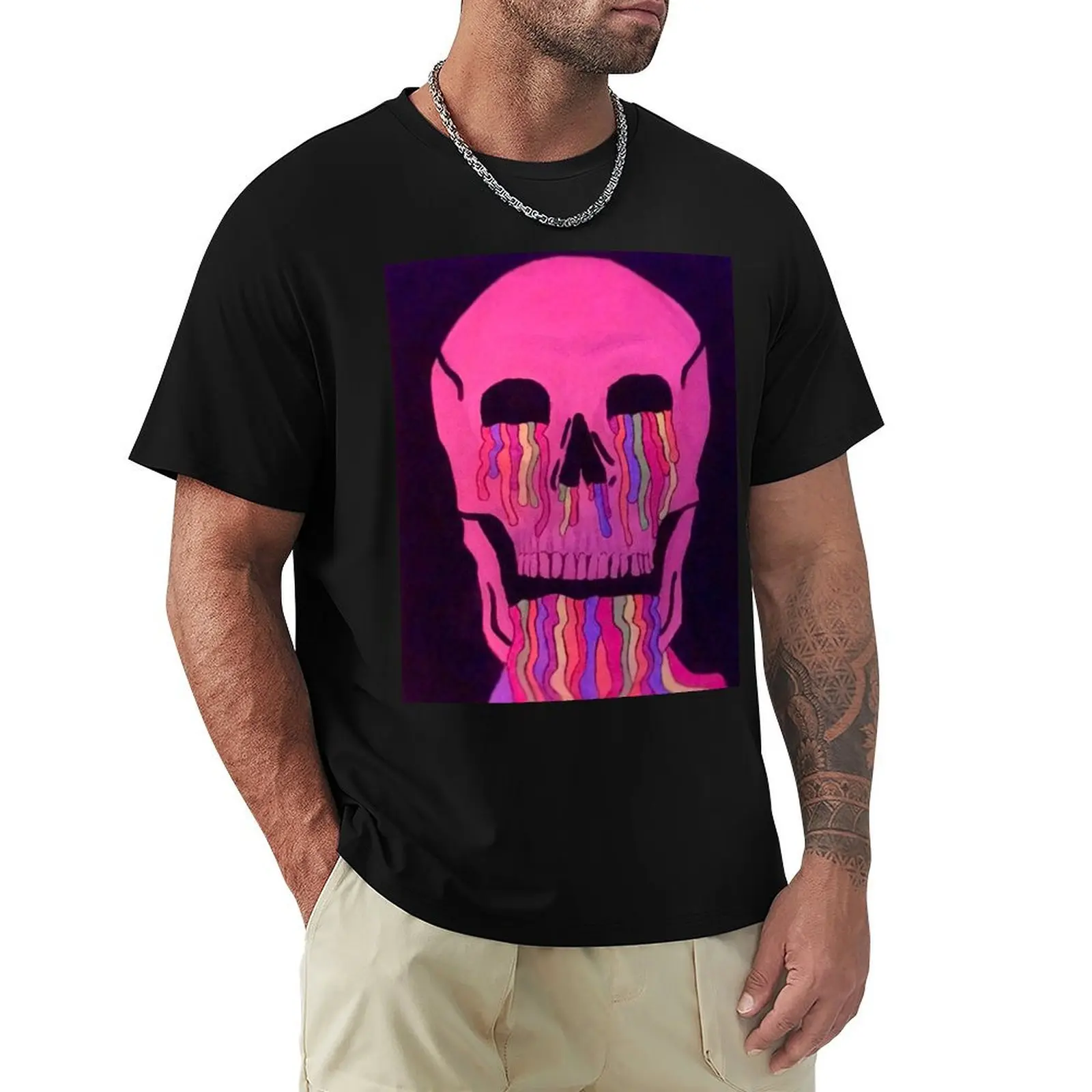 Pink Neon Melting Skull T-Shirt graphic shirts shirts graphic mens graphic t-shirts anime