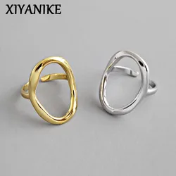 XIYANIKE Silver Color Irregular Hollow Opening Rings for Women Couple Fashion Simple Geometric Party Jewelry Gifts