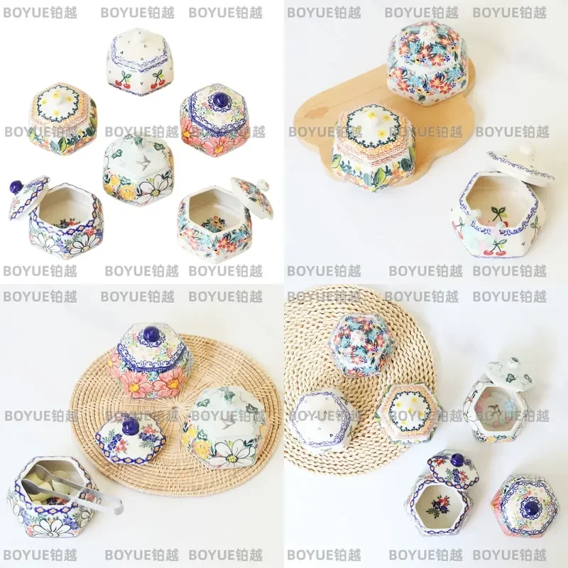 Hand Painted Ceramic Jar Cute Small Box for Jewelry Aromatherapy Storage Sugar Seasoning Household Creative Decor