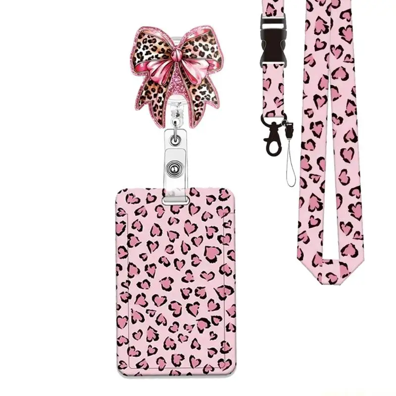 Badge Sleeve Badges Reels Set with Lanyard and Clip for Office School Access