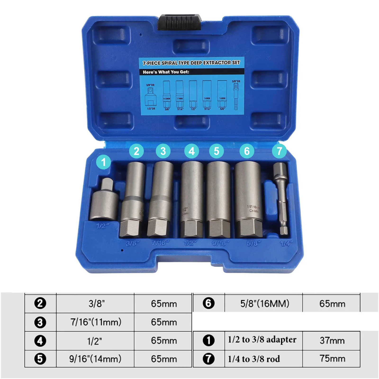 

3, 8-дюймовый экстрактор приводных болтов для мастерской, стальная конструкция Cr-Mo, глубокая конструкция для длинных шпилек, для домашнего использования