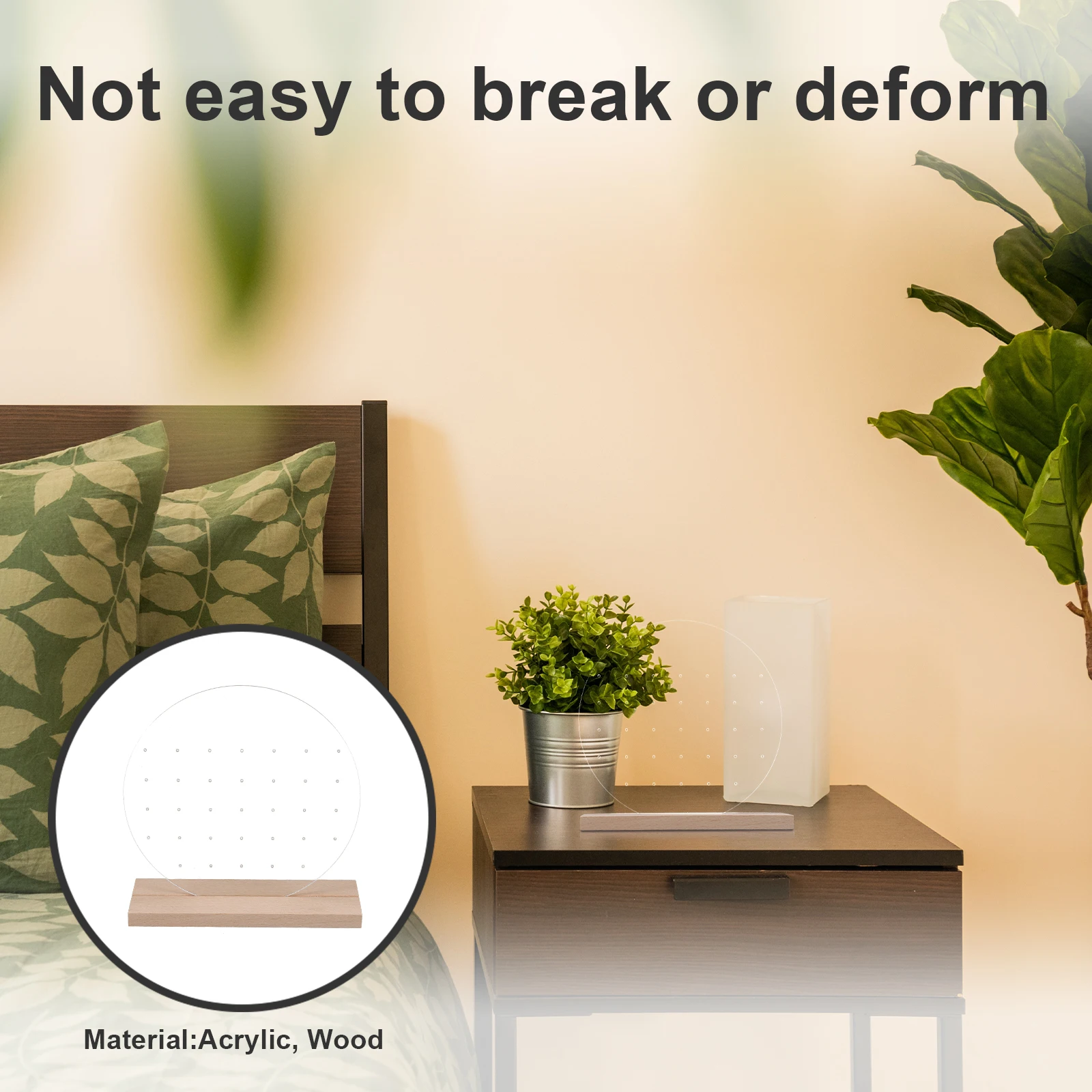 1Set Acryl Sieradenstandaard Ronde Oorbelorganisator Houten Basis Desktop Display Rack Acryl Display Retail Houder