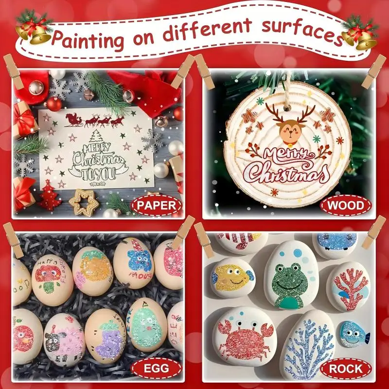 A doppia estremità bicolore penna glitterata set di marcatori Pennarelli luccicanti Penne da disegno per scrittura glitterata Natale Compleanno Fai da te Arte #6