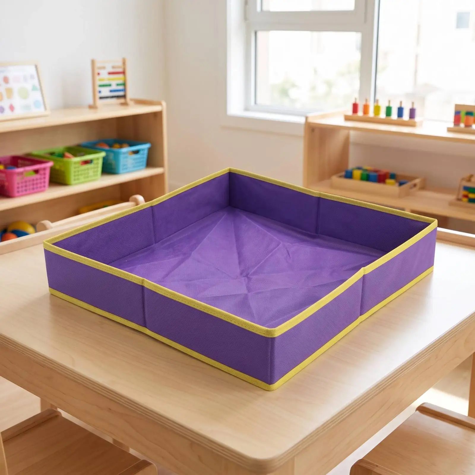 Foldable Cloth Tray Open-Top Cloth Tray with Stitched Seams Portable for Children, Sensory Play, Playroom
