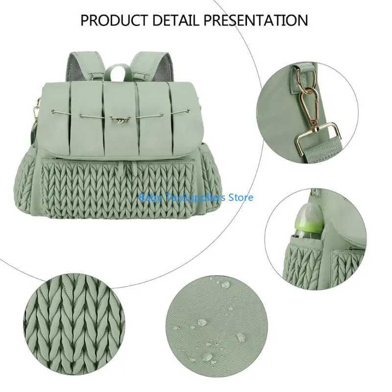 

R1WF Upgrades Baby Diaper Bag Convertible Backpack with Prams Straps & Portable Changing Pad Essential Diaper Bag for Moms