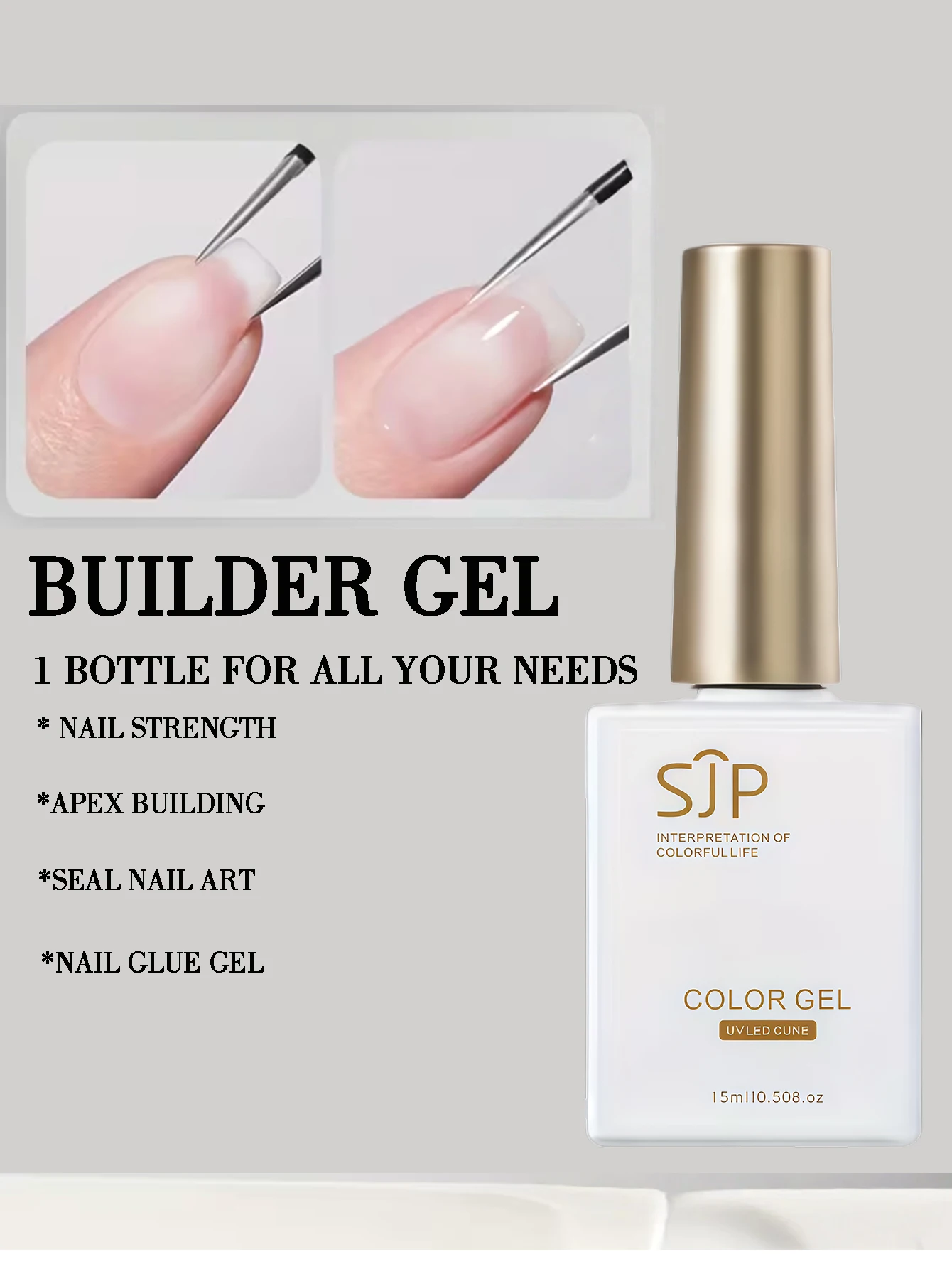 4-in-1 bouwergel, 0,51 oz, snelle sterke nagelkunst, geen formaldehyde, nagelverlenging en bouwgel voor manicure, voet- en handverzorging