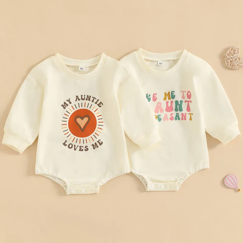 

RUEWEY 0 to 18 Months Baby Boy Girl Sweatshirt Bodysuit Spring Autumn Clothes Heart/Letter Long Sleeve Round Neck Jumpsuits