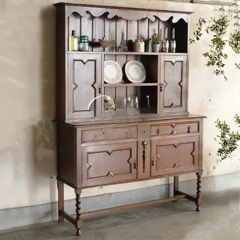 

American retro solid wood dining side cabinet storage porch table decoration partition wine cabinet bookshelf1225