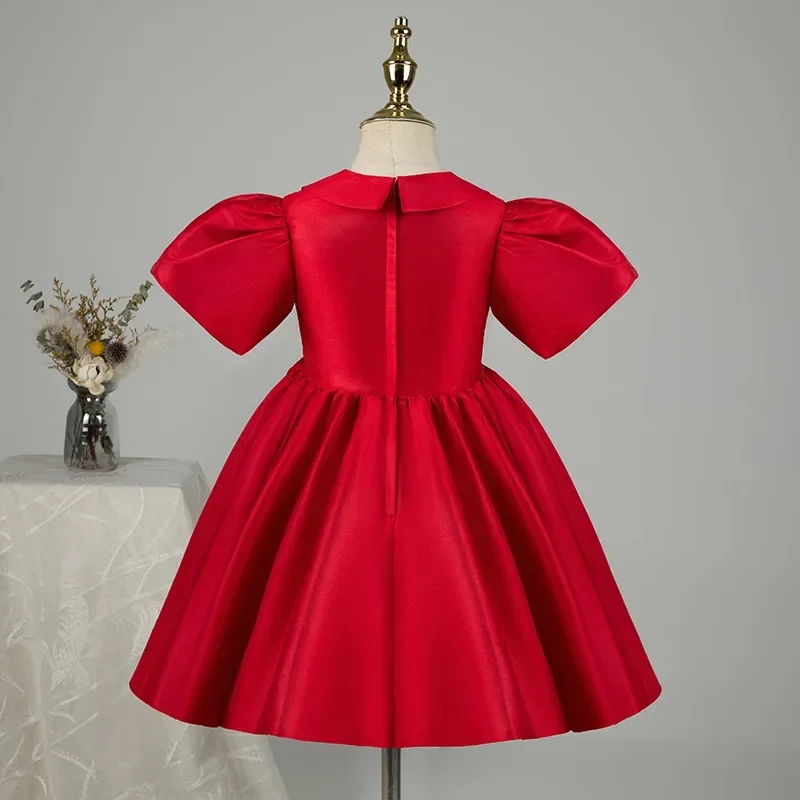 Formal Kids Luxury Red Dresses for Toddler Girls Birthday Party Dress Princess Evening Tutu Ball Gown Baby Child Fashion Costume