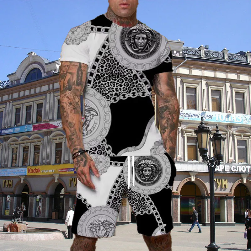 2025 T-shirt da uomo estiva Set Tendenza moda Pantaloncini a maniche corte di lusso Comodo abito da strada casual Hombre Ropa Conjunto Para