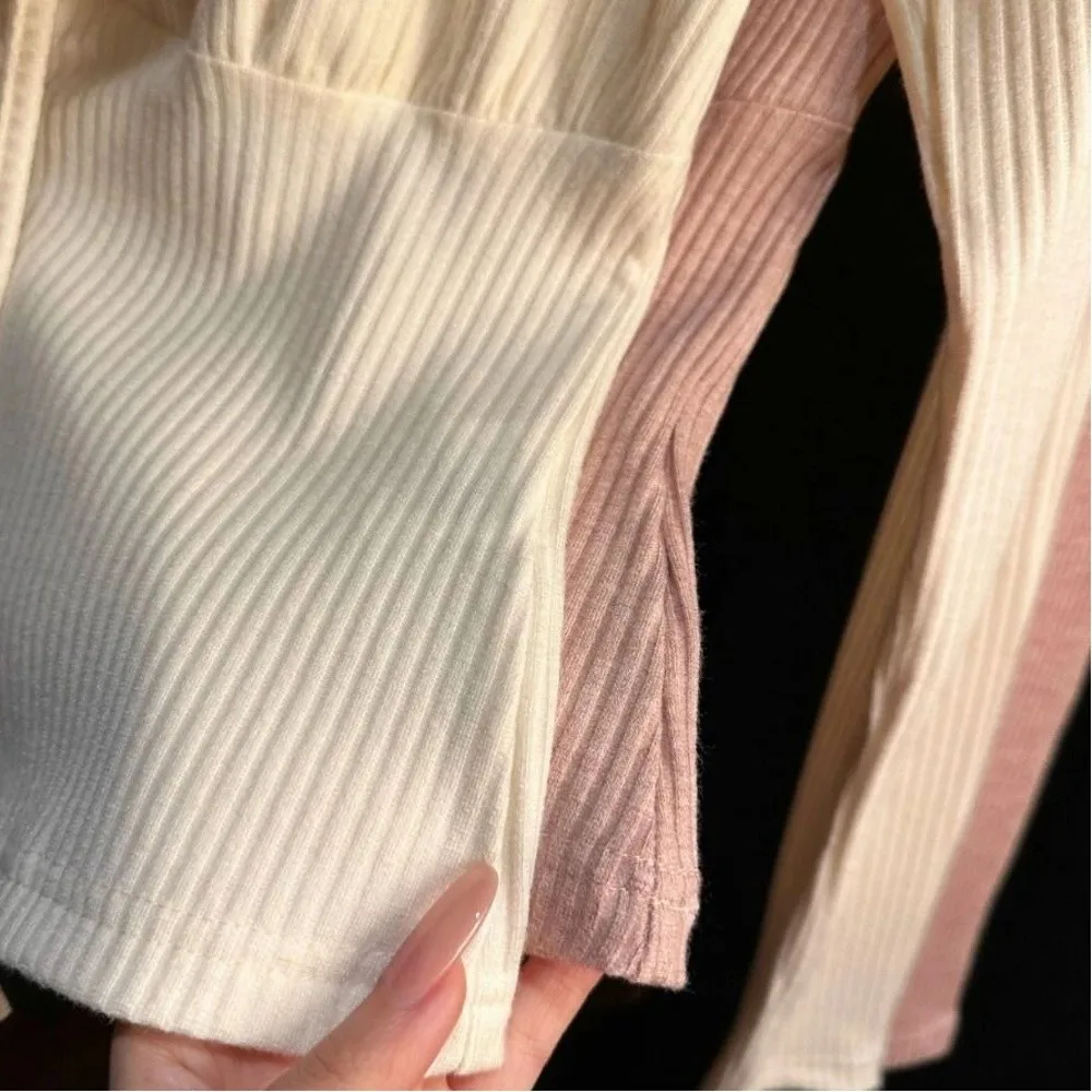 

Square Neck Sweet Slim Tops Thin Women's Clothing Long Sleeve T-shirt Solid Color Bottoming Shirt Lace Up T-shirt Spring Autumn