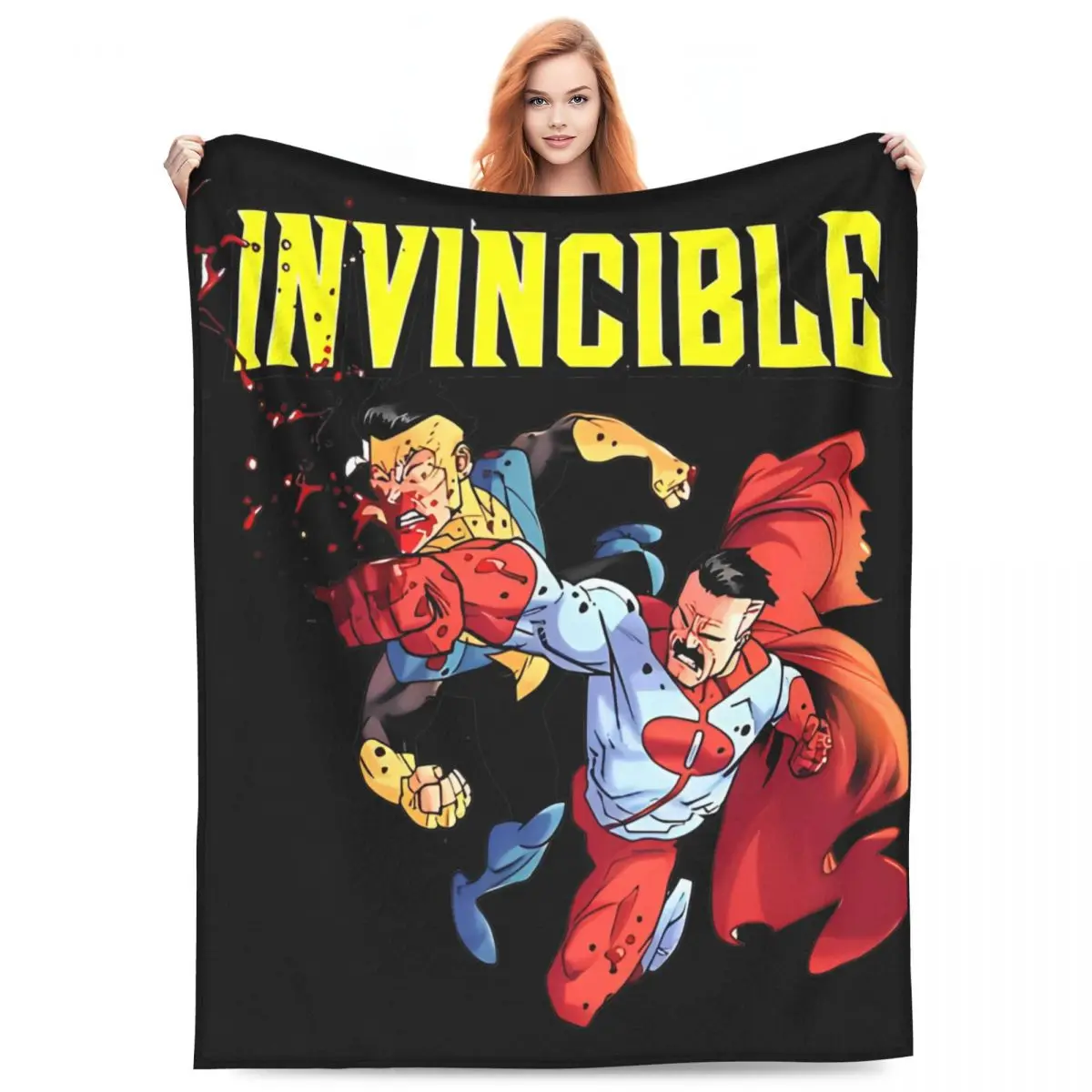 Invincible Vs Omni Man Superhero Merchandise Blanket Flannel Home Comics TV Series Throw Blanket Ultra-Soft for Travel Quilt