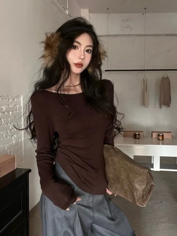 Fashion Sexy Backless Lace Up Tops Mujer Early Autumn New Bottoming T-shirt for Women Y2k Slim Fit Long Sleeve Tee Shirt