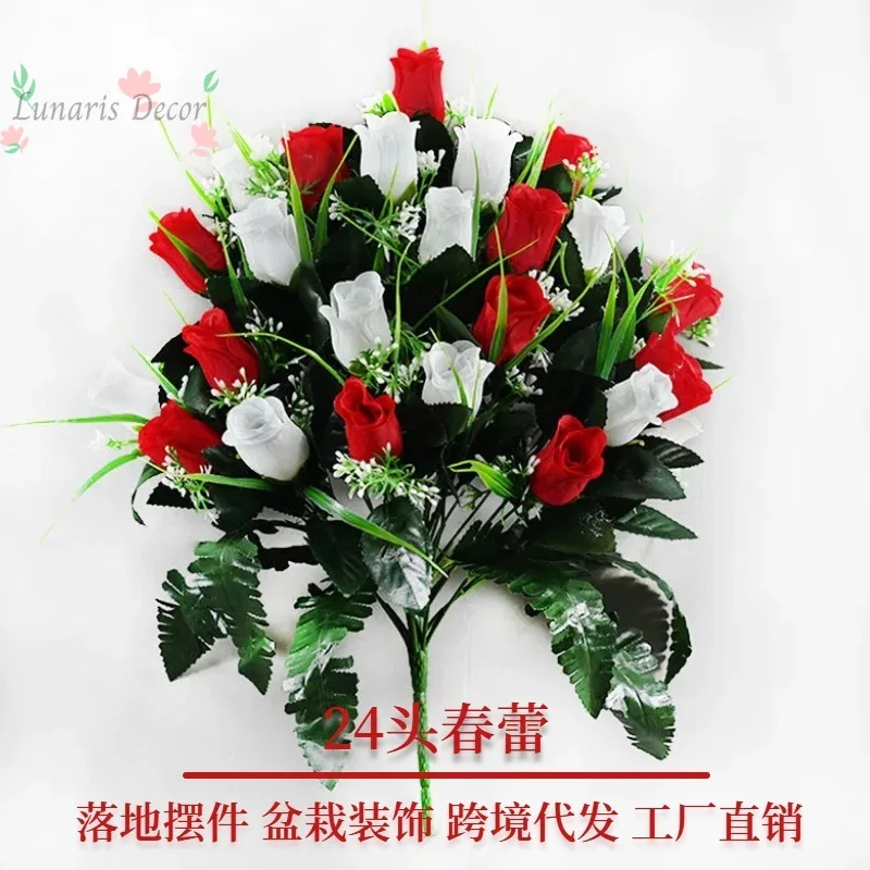 

Factory direct artificial rose bouquet - 24 heads - perfect for living room, outdoor decor, wholesale export, and faux flower