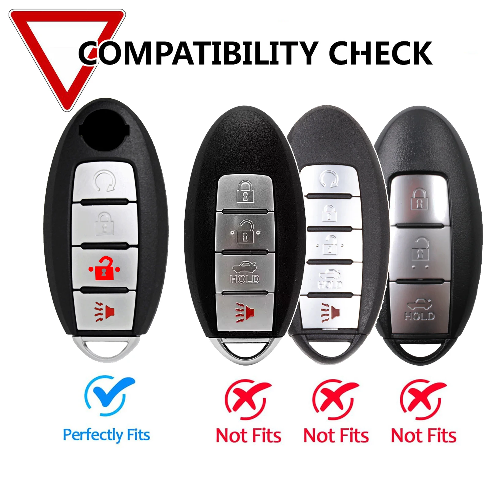 4 Button Remote Key Fob Ring Chain Case Cover Holder Shell Silicone For Nissan Titan XD Leaf Rogue Altima Maxima Versa 2020 2021 view 2