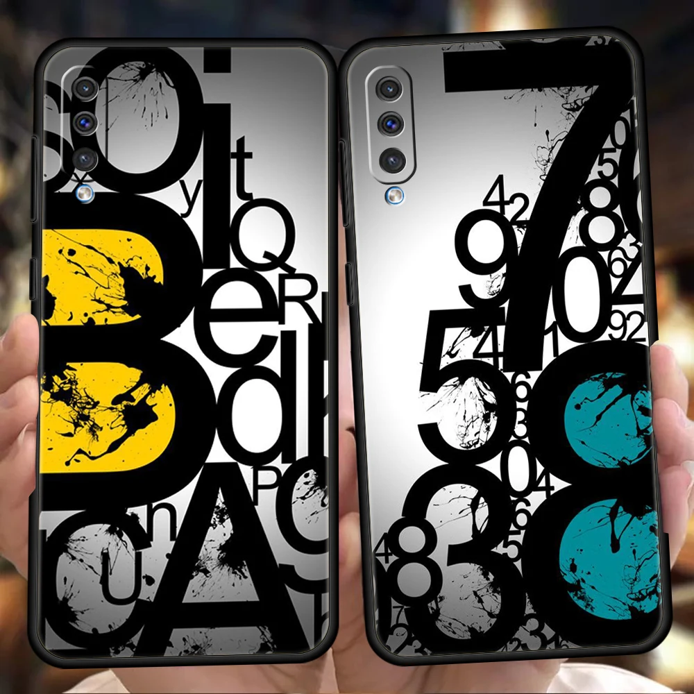 Phone Case for Samsung Galaxy A56 A36 A26 A06 A16 A24 A36 A54 A14 A42 A22 A20 A12 A10 5G Soft TPU Shell Number Pattern Funda Bag