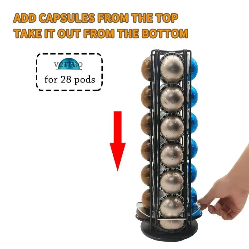 Coffee Pod Holder 28 Cups Nespresso Capsule Drawer Holder Coffee Pod Storage Rack Stainless Steel Vertuo line Stand Organization