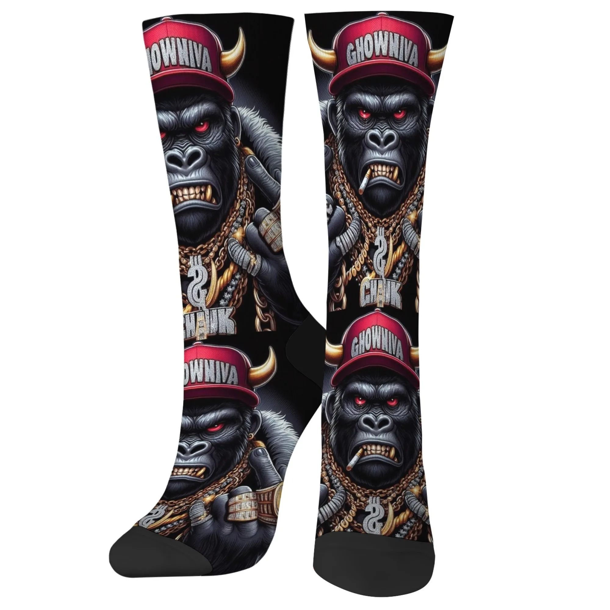 

Мужские носки в стиле хип-хоп с принтом изображения гориллы, удобные дышащие нескользящие носки, новинка, уличные носки в стиле хип-хоп, подарок