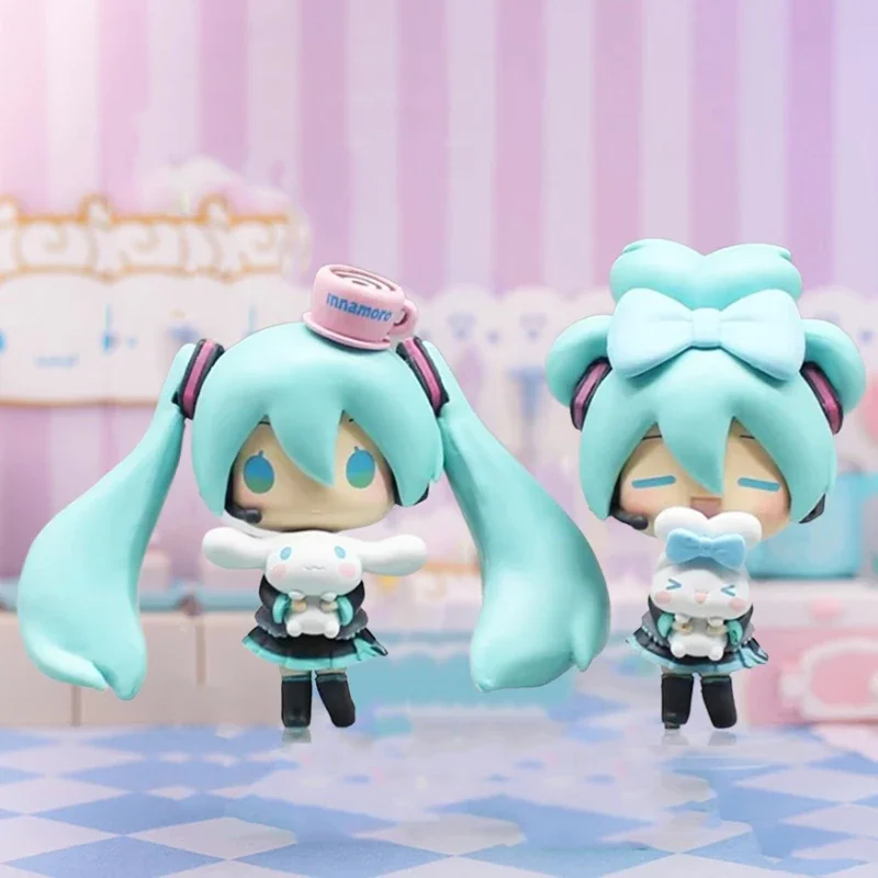 Anime Bella Ragazza Hatsune Miku Figura Modello Carino Miku Cinnamoroll Kawaii Figura PVC Q Versione Collezione Ornamento Regali Di Compleanno