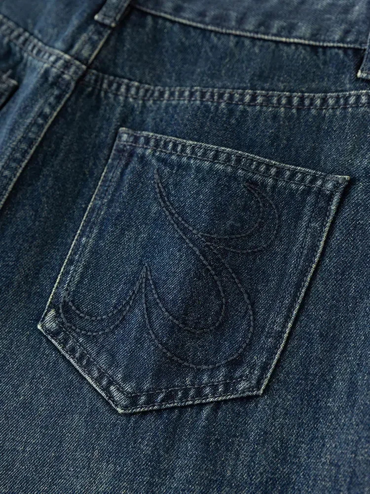 FSLE-Jeans retrô de pernas largas para mulheres, cintura alta, calça casual que combina com tudo, calça feminina, americana, outono e inverno, nova, 2023