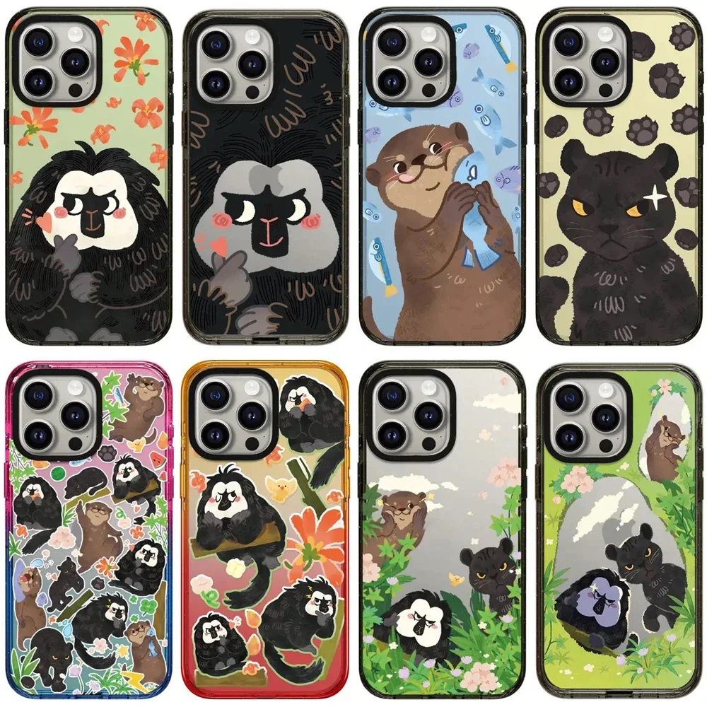 

Cartoon Zoo 2.5 Acrylic Black Border Phone Case Cover for IPhone 12 13 14 15 Pro Max Case