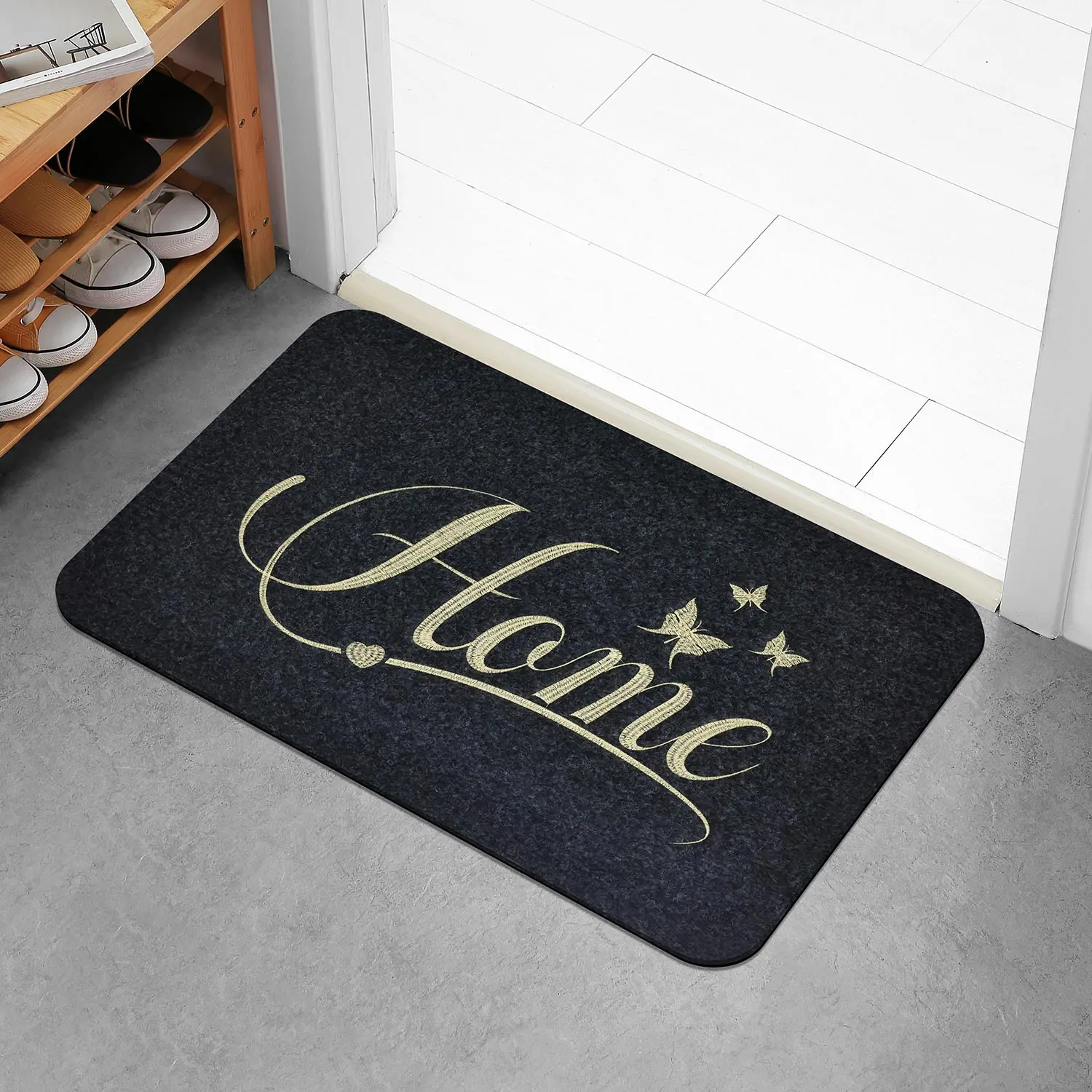 Doormat Home  Cursive Print  Rug Elegant Letter Floor Mat Indoor Entry Porch Home Decorative  Classic  Housewarming Hallway Rug