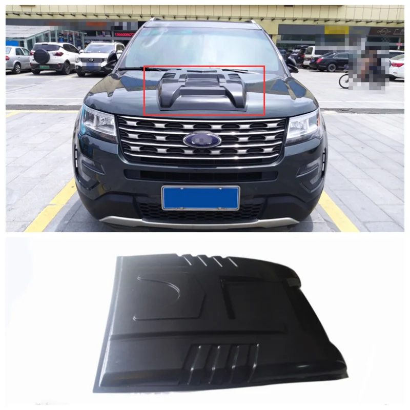 

Fits For Ford Explorer 2013-2018 High Quality ABS Black Car Front Splitter Bumper Engine Hood Vent Spoiler Machine Cover