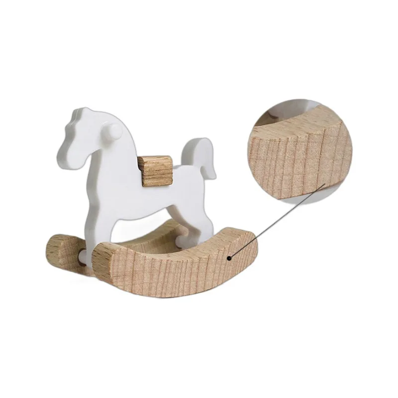 Dollhouse Wooden Horse Rocking Horse 1:12 Dollhouse Ornaments Mini Wooden Horse Model Fairy Garden Doll Decorative Accessories - Image 6