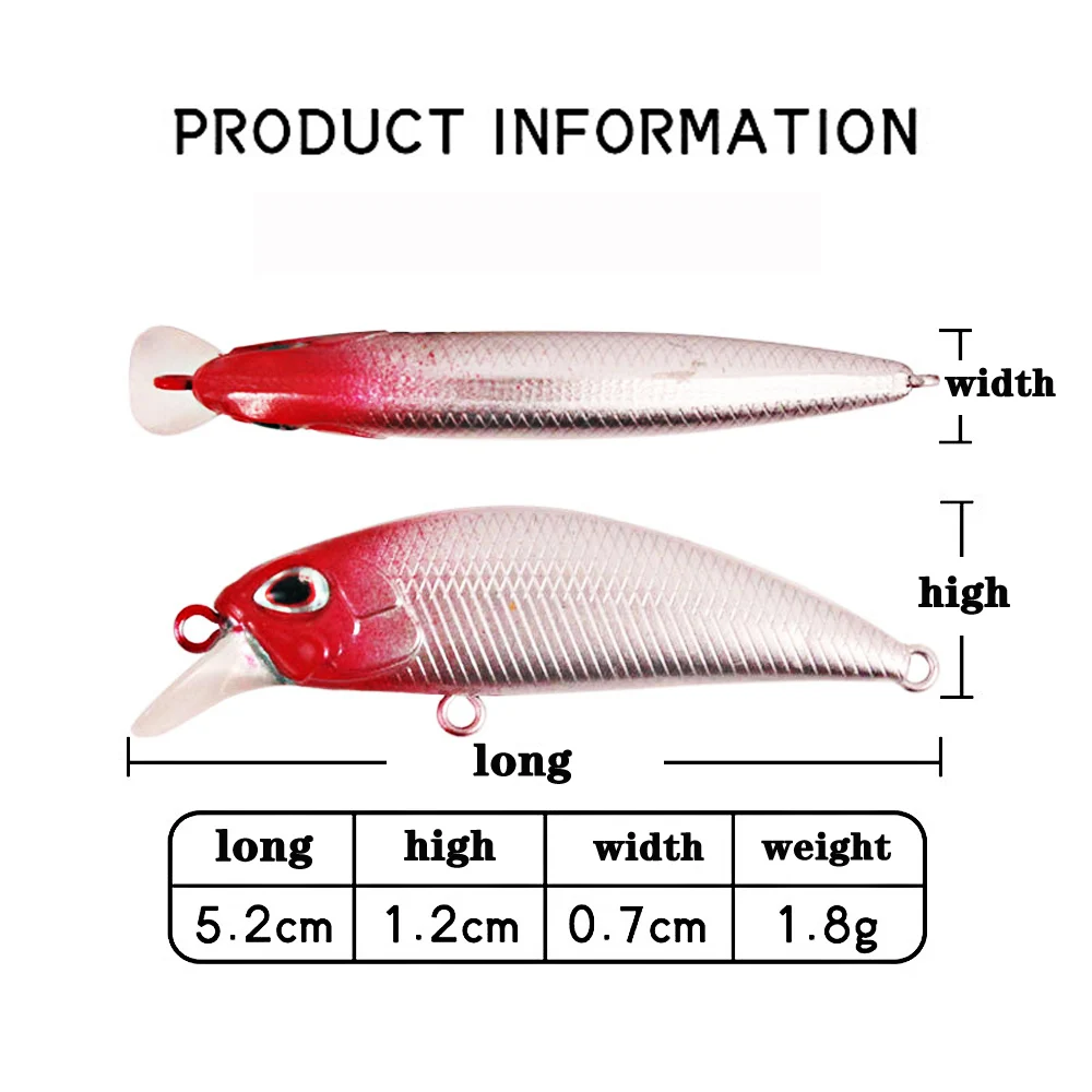 1PCS Japan Hot Model Sunken Fish Bait 5.2cm 1.8g Jerkbait Bass Pike Carkbait Wobblers Swimbait Professional Bait