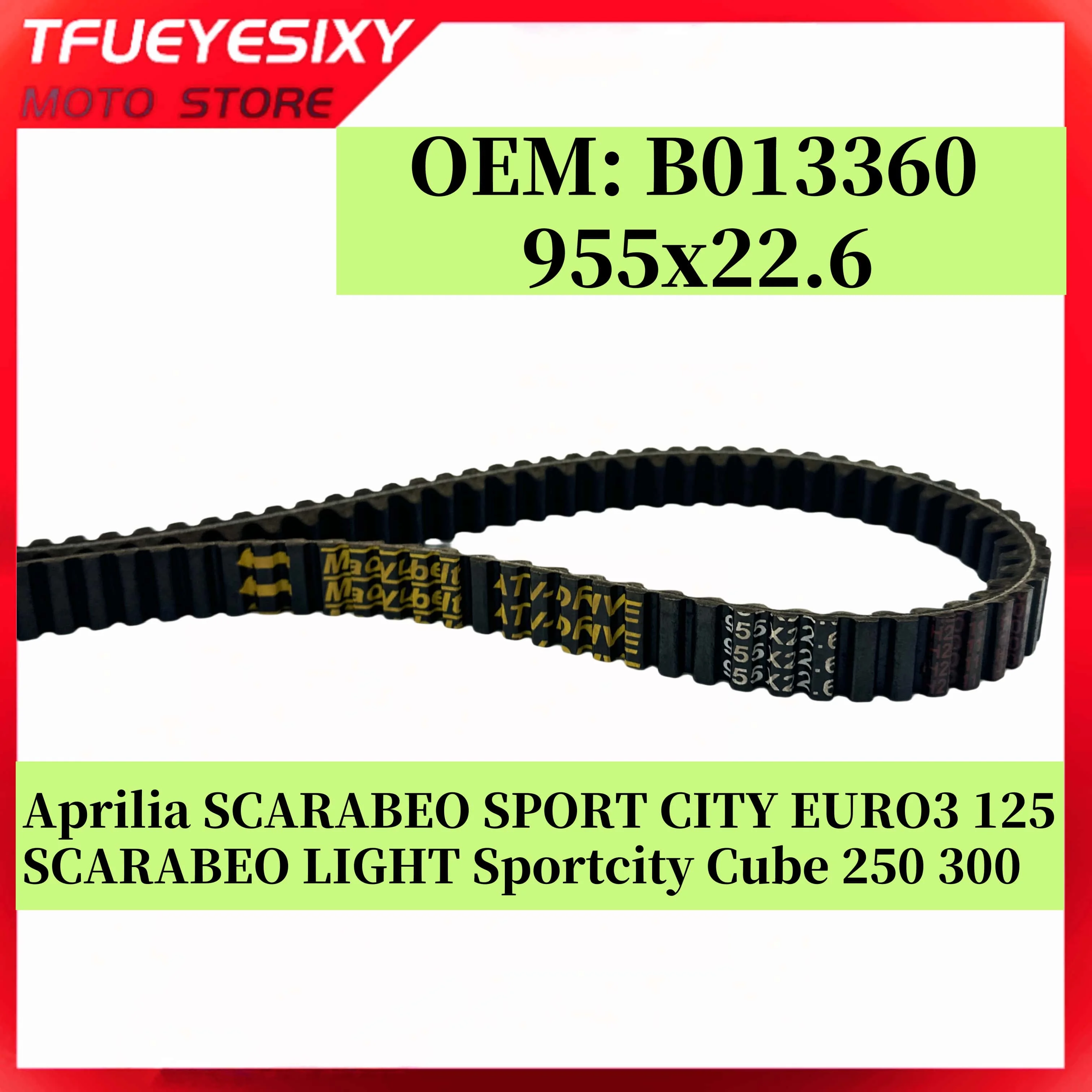 

Приводной ремень мотоцикла для Aprilia SCARABEO SPORT CITY EURO3 125, SCARABEO LIGHT Sportcity Cube 250 300 B 013360 Ремень передачи