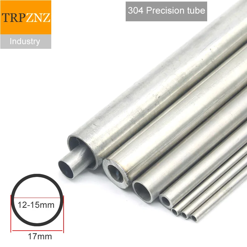 Tubo de acero inoxidable OD17mm 304, tubería de precisión no soldada, diámetro de 17mm, pared gruesa, 1 2 2,5mm, tolerancia de 0,05mm