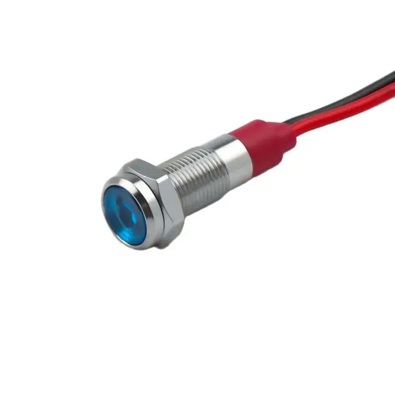 Voyant d'avertissement LED en métal, signal lumineux étanche IP65, 6mm, 3V, 5V, 12V, 220V, rouge et bleu en surbrillance