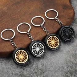 New PVC Soft Rubber Simulation Mini Car Tire Keychain Creative Car Wheel Hub Pendent for Men's Car Keys Backpack Keyring