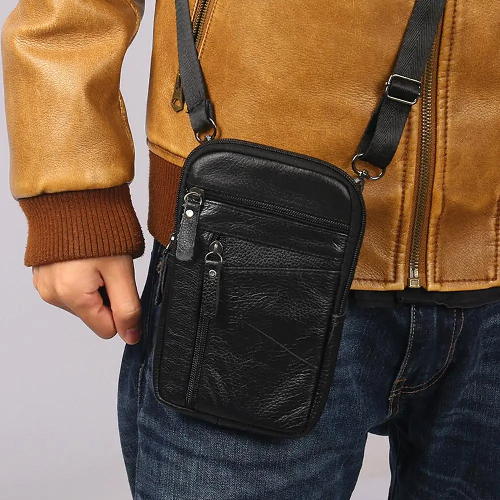 Men\'s Leather Belt Bag Multifunctional Chest Bag Husband Phone Bag Shoulder Waist Purse Mens Crossbody Bags Women Men\'s Belt Bag