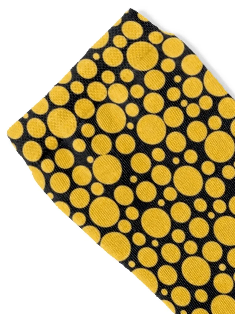 Yellow polka dots on black background Socks anti slip football New year's Stockings compression Socks For Women Men's