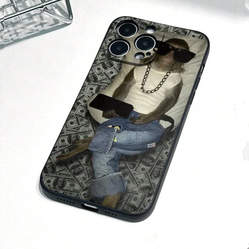 Funda para iPhone 11 12 13 14 15 16 Pro Max XS X XR 7 8 Plus SE 2020 2022 con estampado de mono y dinero 5