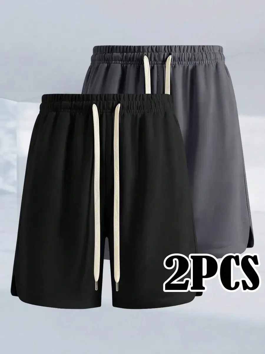 

2 Pack Mens Loose Casual 5 Inch Shorts Elastic Waist Drawstring Minimalist Style