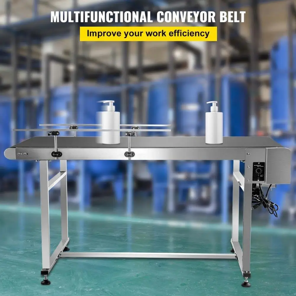 Belt Conveyor Length 59-Inch, PVC Conveyor Belt Width 23.6-Inch, Motorized Conveyor Industrial Transport Conveyor w/ Double