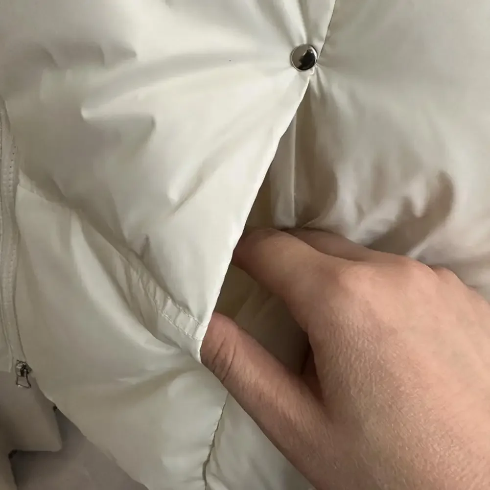 Inverno quente colete zip up outerwear com bolsos outerwear feminino puffer colete casual sem mangas gola para baixo jaqueta senhoras