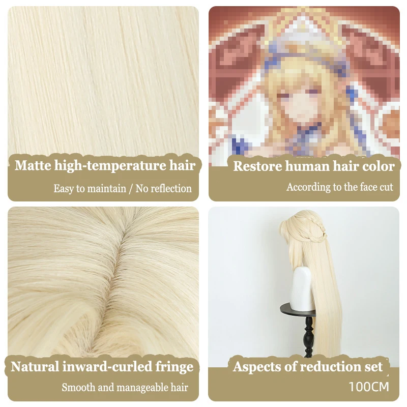 Anime Genshin Impact Nicole Reeyn Cosplay Wigs Headwear 100cm Long Simulation Scalp Thick Mixed Puffy Silk Long Hair Wigs