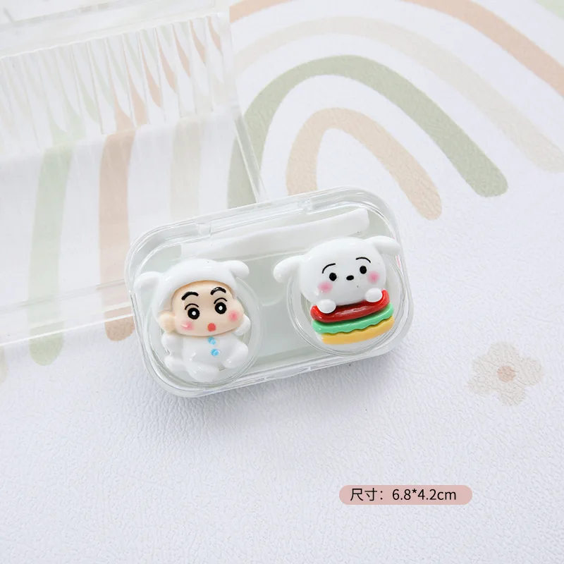 Crayon Shin-chan Contact Lens Case Eyes Contacts Care Container Box Mini Portable Cartoon Travel Holder Soaking Storage Box Gift