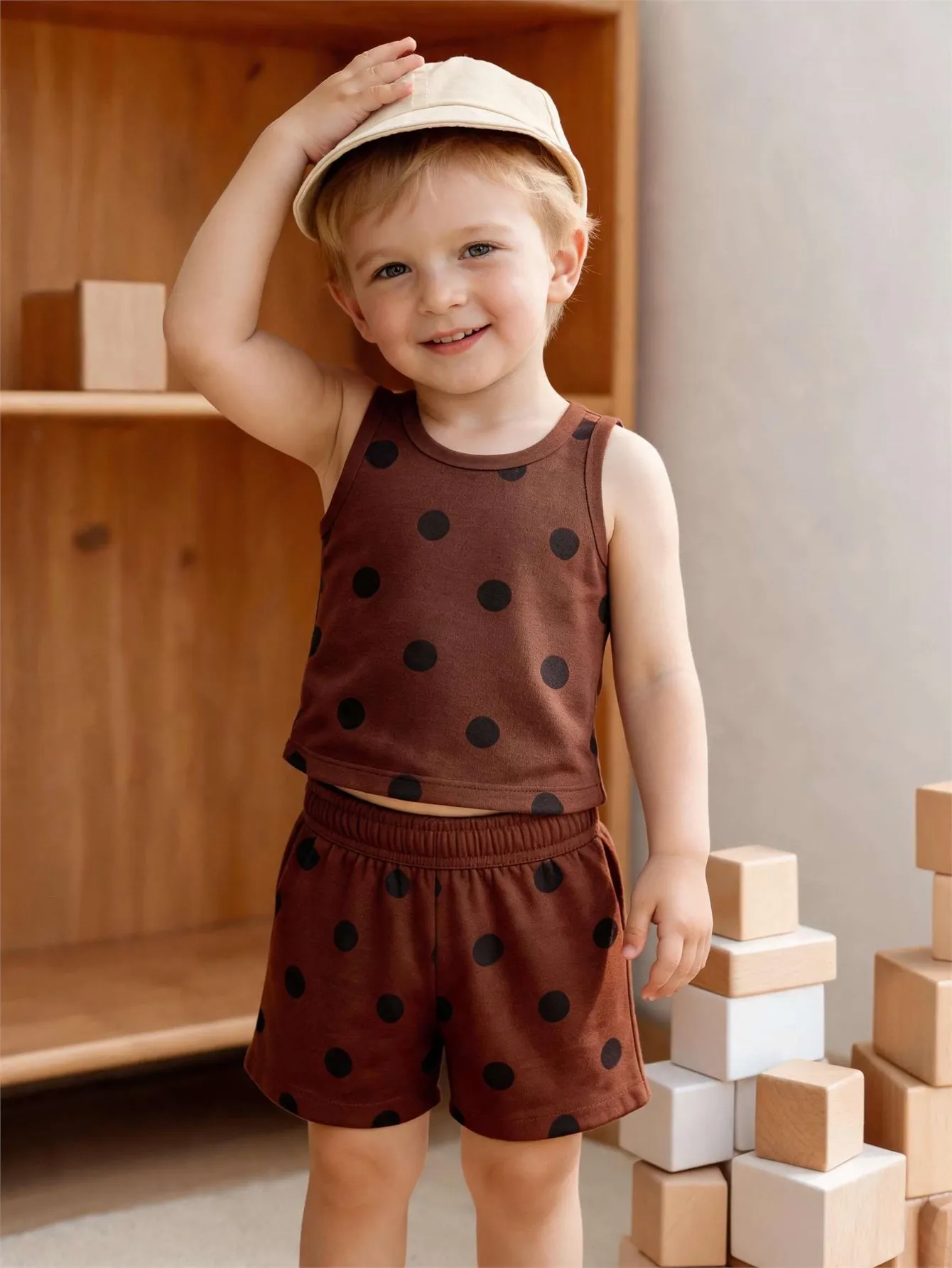 Baby vest and shorts set, summer children's sports and leisure two-piece set, breathable, sweat absorbing, quick drying fabric
