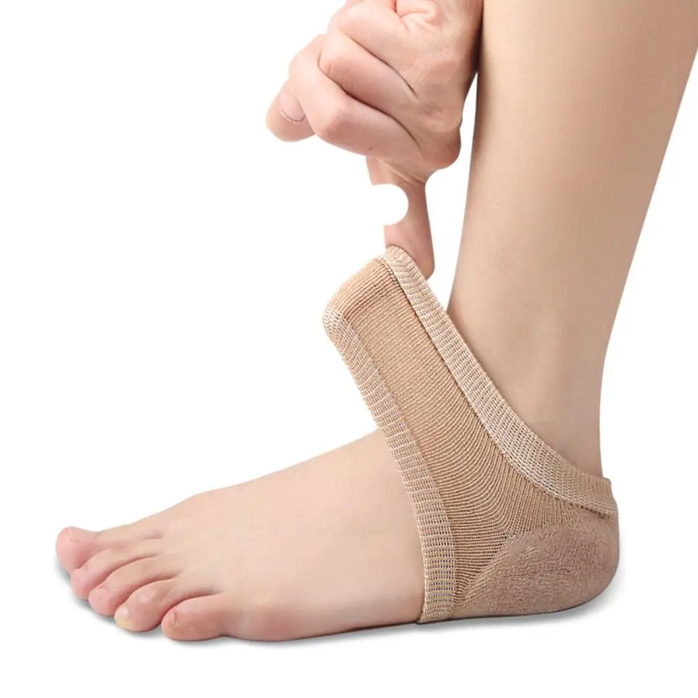 Suporte para fascite plantar rachada, hidratante com buraco, gel protetor de calcanhar, meias de meio jarda, almofadas de calcanhar de silicone, meias femininas