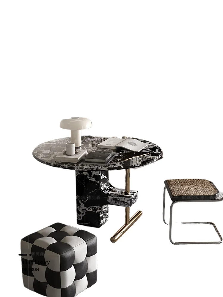 

Small round table training negotiation table light luxury high-end beauty salon sales department rest area reception household
