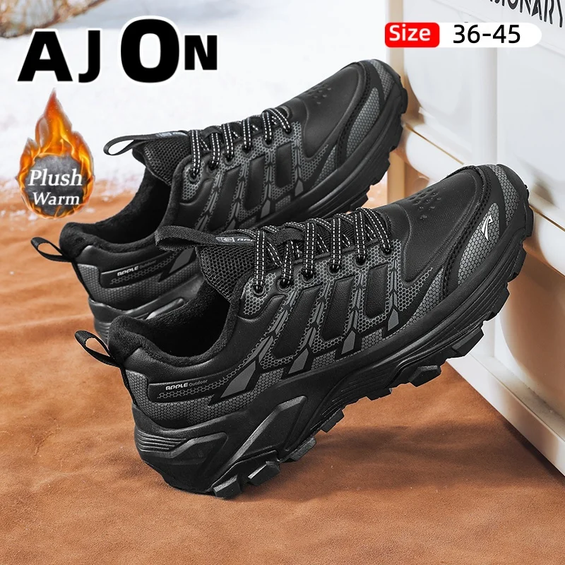 

Брендовая мужская зимняя обувь 2025 года, новая кожаная теплая плюшевая походная обувь, уличная сексуальная женская обувь, походная обувь для пар, размер 36-45