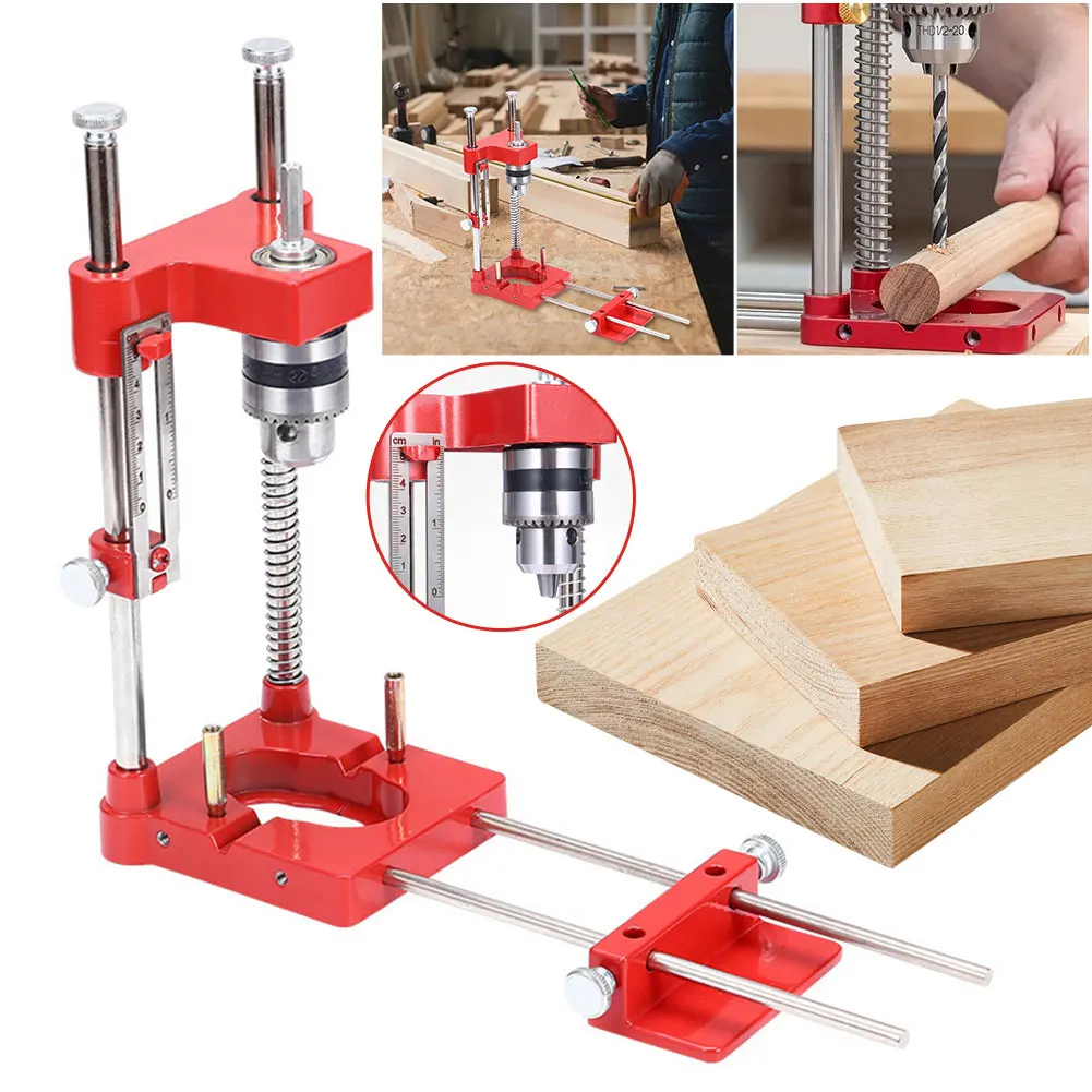 

Woodworking Drilling Locator Aluminum Alloy Drilling Guide Locator with Scale Dowel Jig Puncher Positioning Panel Carpenter Tool